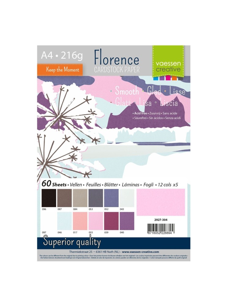 Winter - Pack papiers Florence lisses A4 - Vaessen Creative