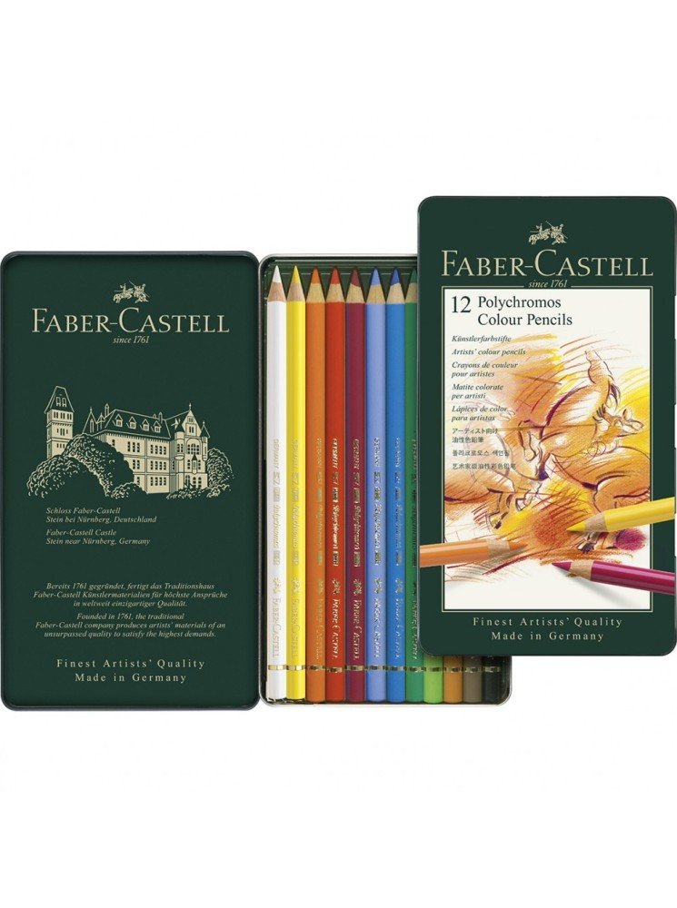 Polychromos  - boite de 12 crayons à pigment - Faber Castel