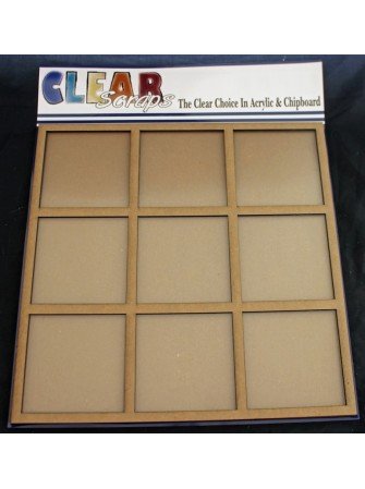 Cadre chipboard à décorer - 9 cases  - Clear scrap