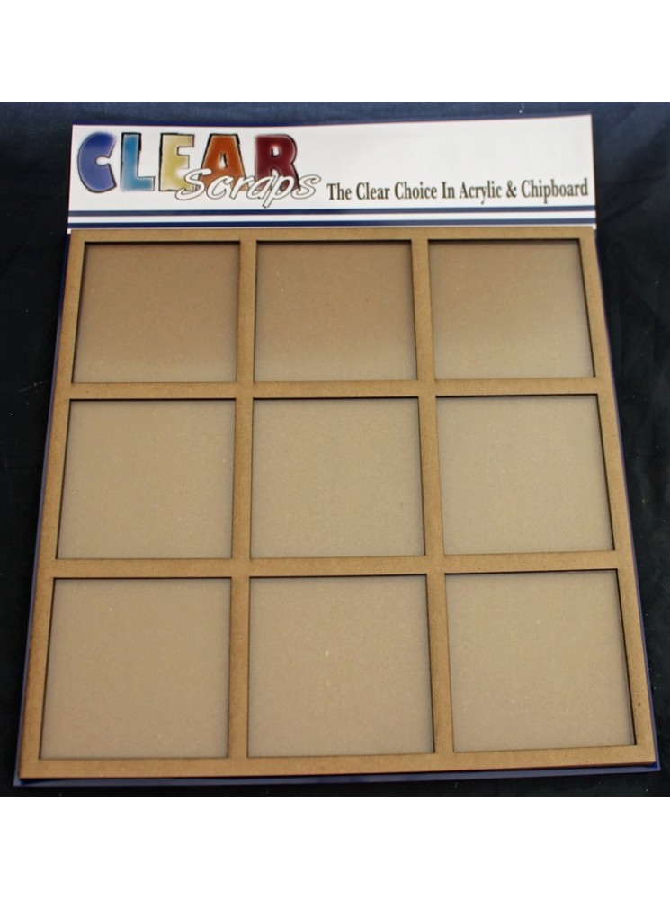 Cadre chipboard à décorer - 9 cases  - Clear scrap