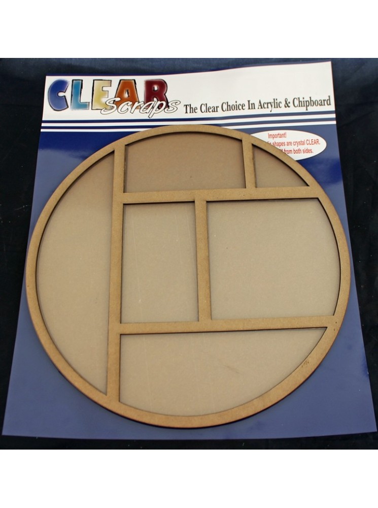 Cadre rond chipboard à décorer - 6 cases  - Clear scrap