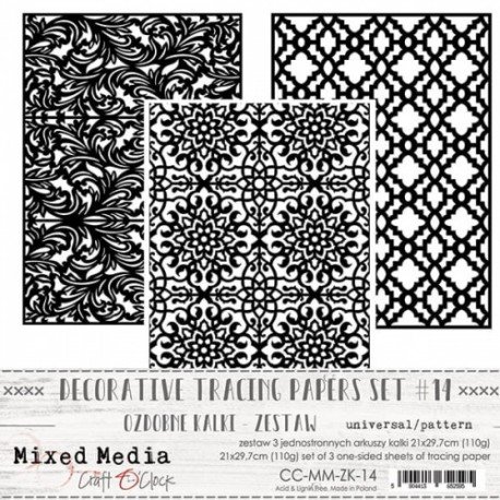 Decorative tracing papers set 14 - papier vellum imprimé - Craft O'Clock