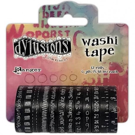 Set 12 Washi tape - fond noir - Dylusions - Ranger
