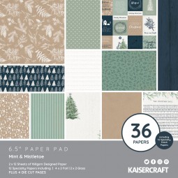 Pack papiers 6" x 6" - Collection "Mint & Mistletoe" - Kaisercraft