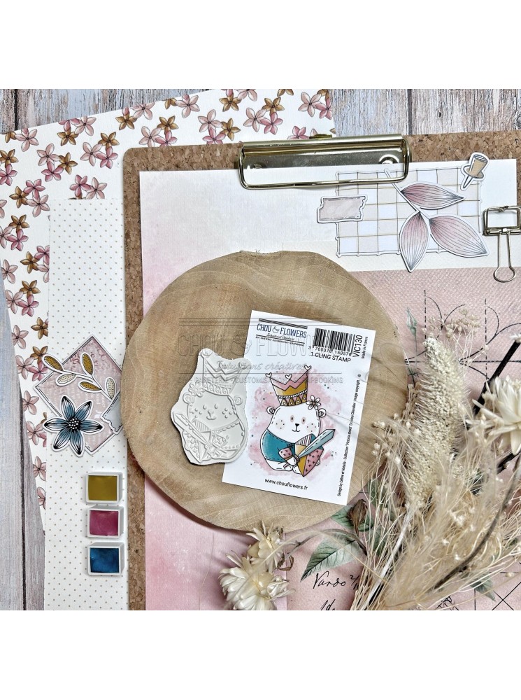 Tampon cling - Doudou Chevalier - Collection "Victoria Street" - Chou & Flowers