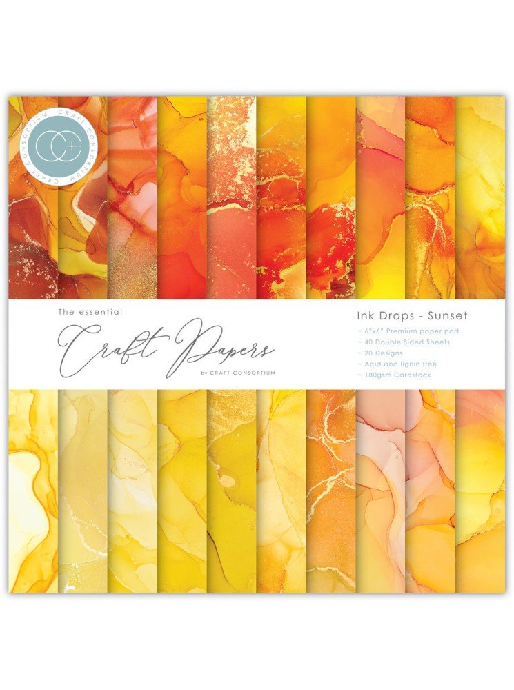 Sunset  - Collection "the essential - Ink Drops" - Kit papiers 6" x 6" - Craft Consortium