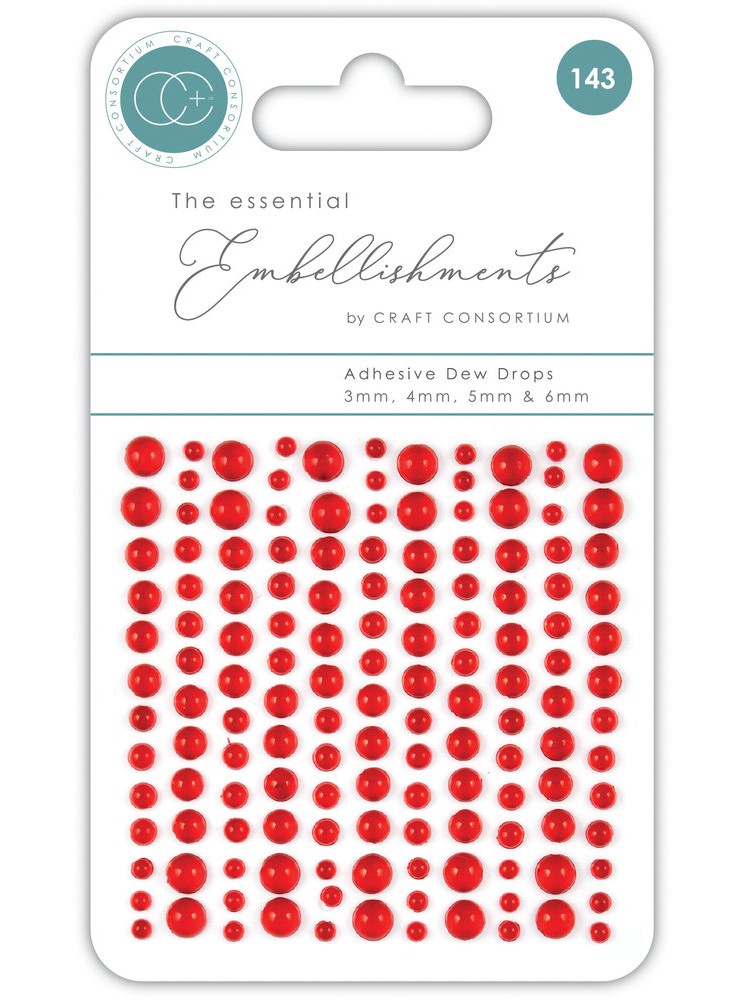 Dew Drops - Demi perles adhésives - rouge - Craft Consortium