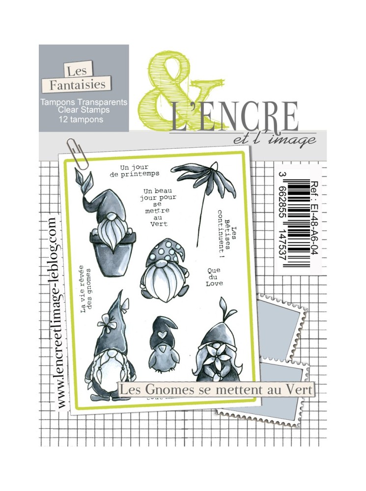 Les Gnomes se mettent au Vert - Collection 48 " les Fantaisies" - Tampon clear- L'Encre & l'Image