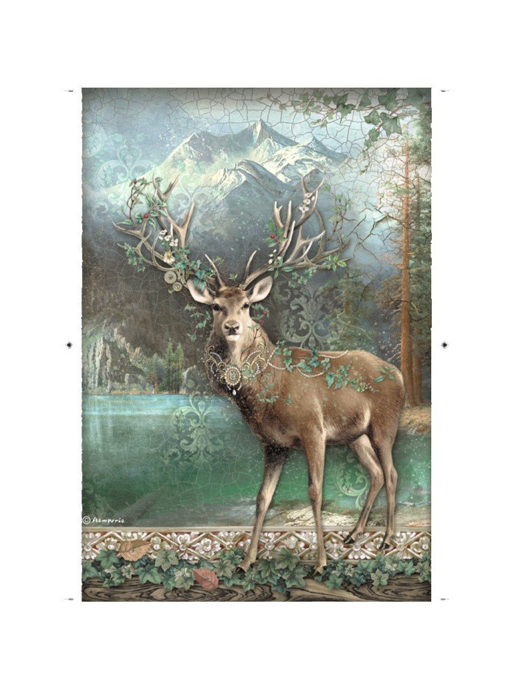 Deer - Collection "Magic Forest" - Feuille de riz -  Stamperia