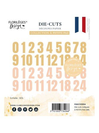 Die cut calque Chiffres Fille - Collection "A Petits Pas" - Florilèges Design