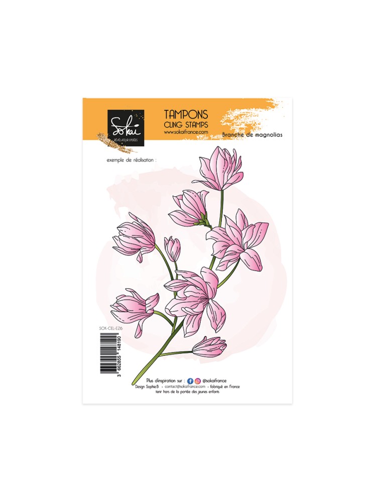 Branche de magnolia - Collection "So' Celebrate" - Tampon cling - Sokai