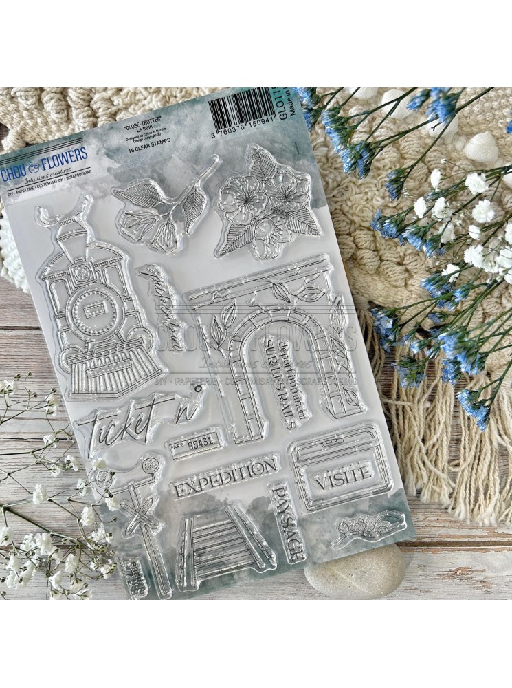 Tampon clear - Le train - Collection "Globe-trotter" - Chou & Flowers