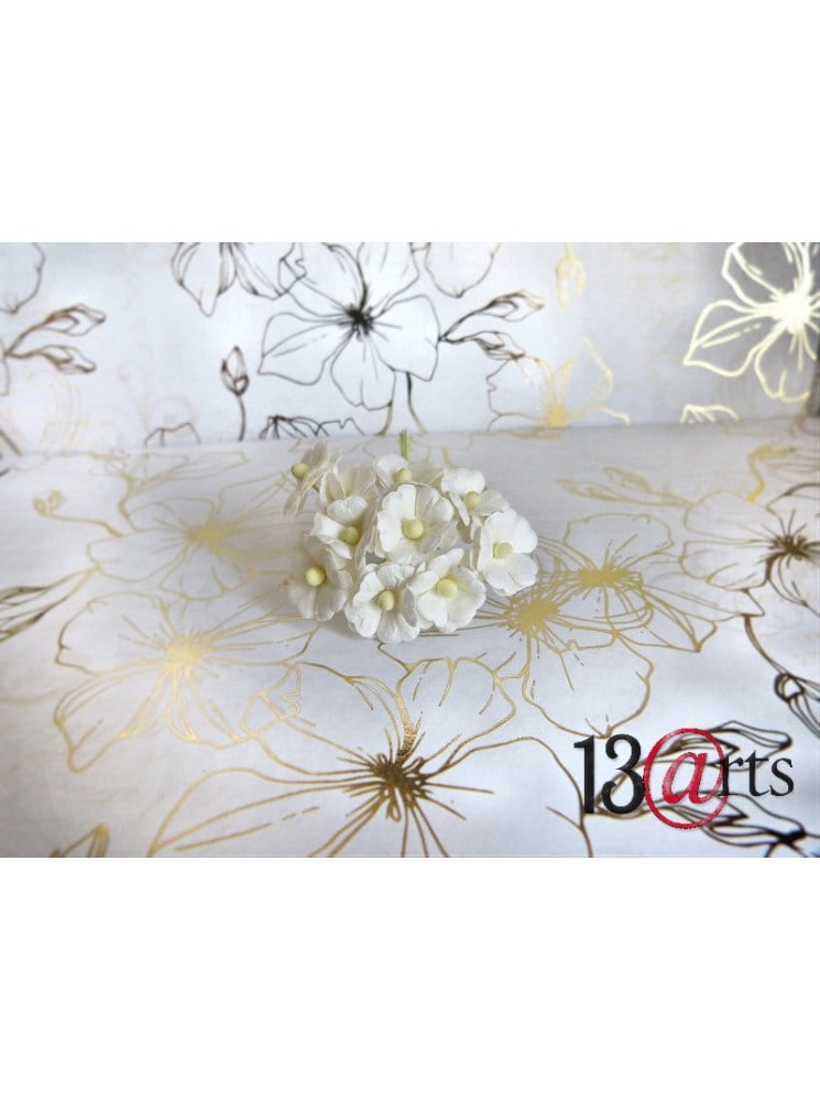 Bouquet de 10 fleurs blanches en papier - 13 @rts