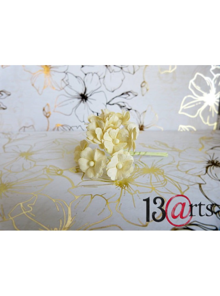 Bouquet de 10 fleurs beiges en papier - 13 @rts
