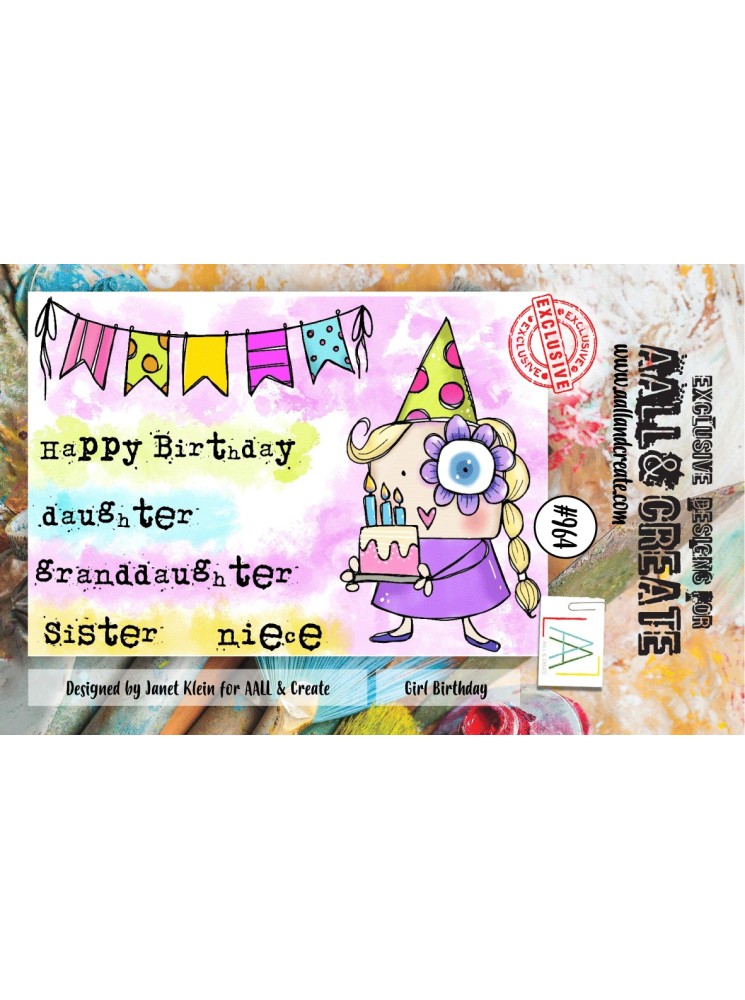 Tampon clear N° 964 : Girl Birthday - Collection "Trip to Party" - Aall & create