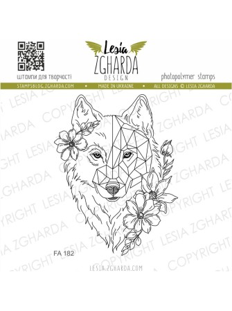Loup triangles et fleurs - Tampon clear - Lesia Zgharda