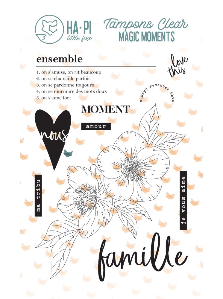Famille je vous aime - Collection "Magic Moments" - tampon clear - HA PI Little fox