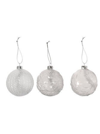 kit de 3 boules de Noël de 8 cm en verre cassable   -  Rayher