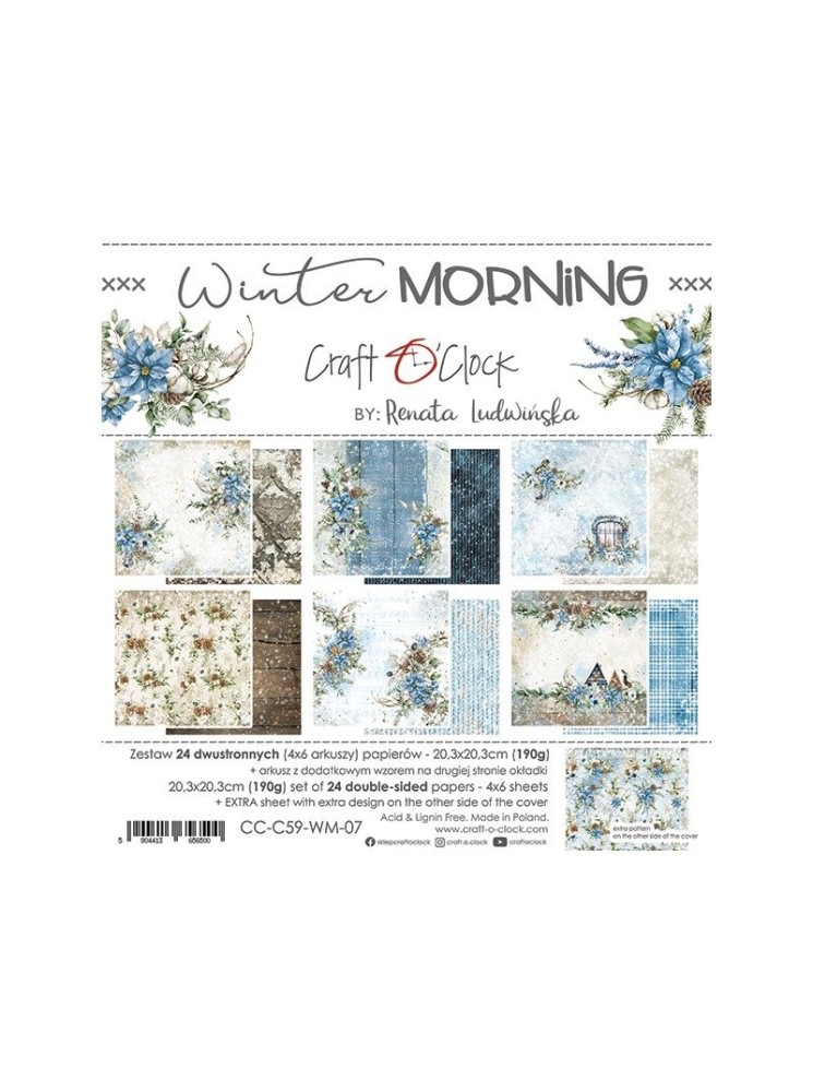 Pack papiers 20.3 x 20.3 cm - Collection "Winter Morning" - Craft O'Clock