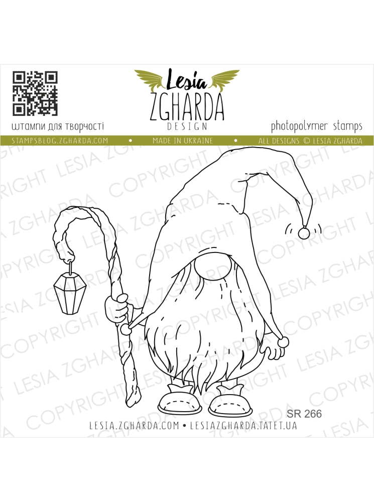 Gnome de Noël avec une lanterne  - Tampon clear - Lesia Zgharda