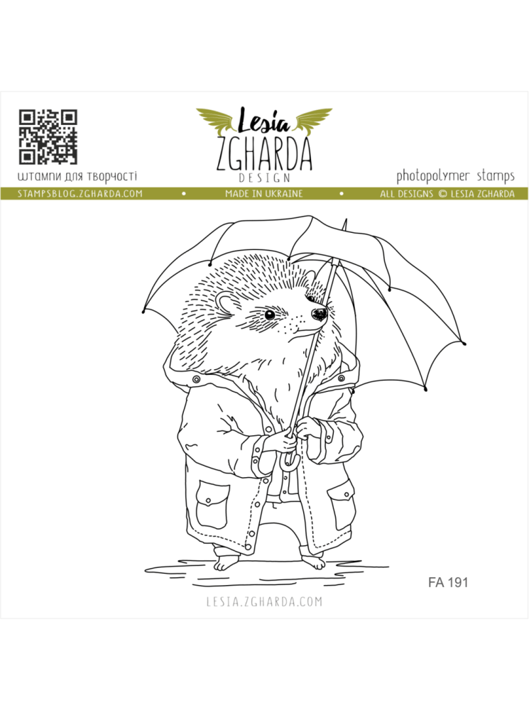 Hérisson au parapluie - Tampon clear - Lesia Zgharda