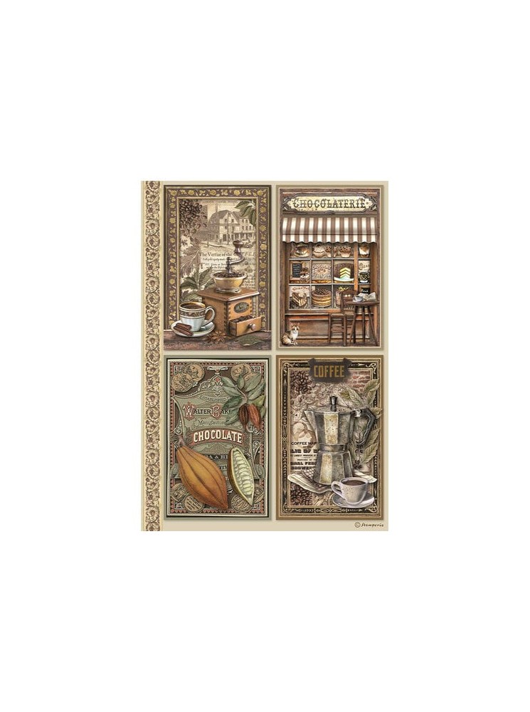 Cards - Collection "Coffee And Chocolate" - Feuille de riz -  Stamperia