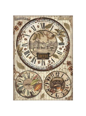 Clocks - Collection "Coffee And Chocolate" - Feuille de riz -  Stamperia