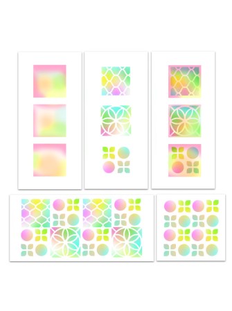 Triptych squares - Pochoir - Polkadoodles