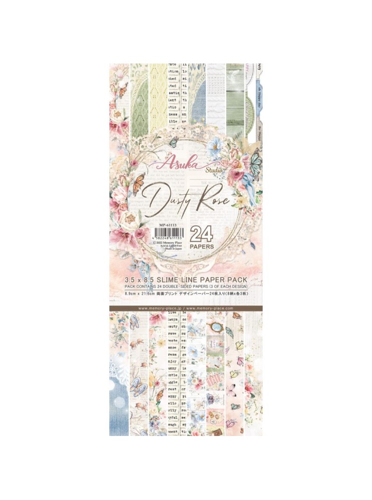 Pack papiers 3.5" x 8.5" - Collection "Dusty Rose" - Asuka Studio