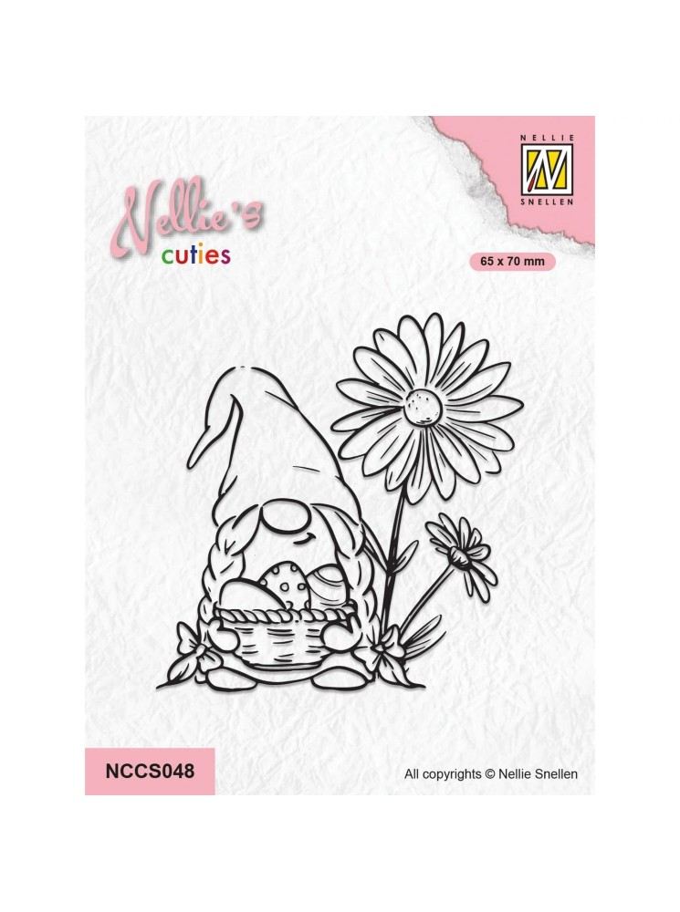 Gnome with flowers- tampon clear - Nellie's Choice