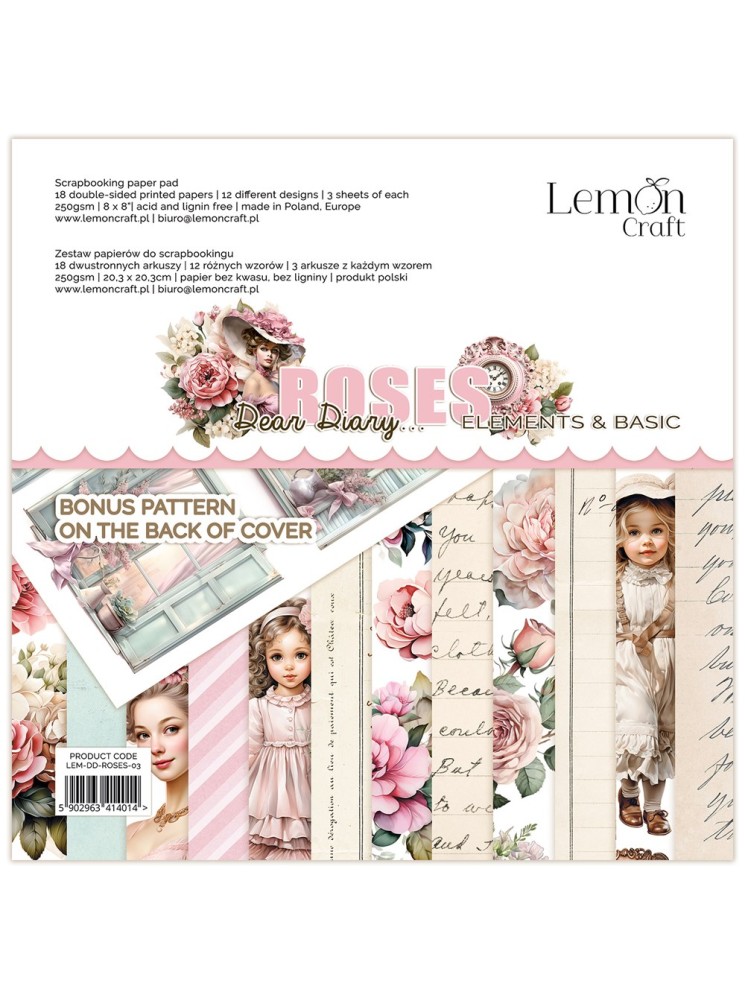 Pack papiers Elements - Collection "Roses" - Lemon Craft