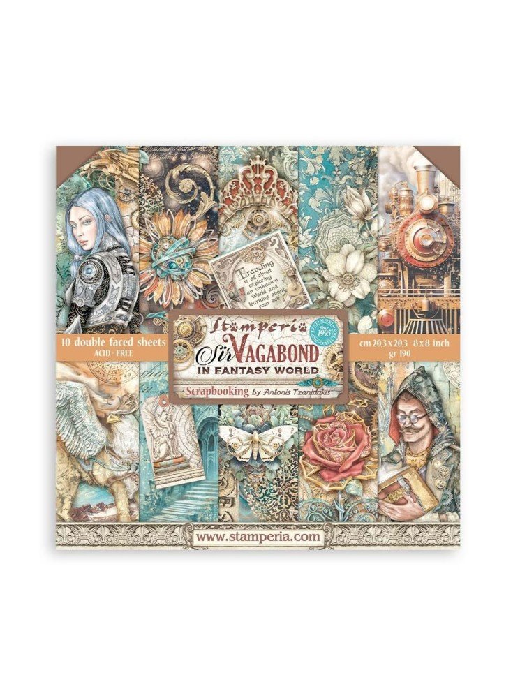 Pack papiers 20 x 20 cm - "Collection "Sir Vagabond in Fantasy World" - Stamperia