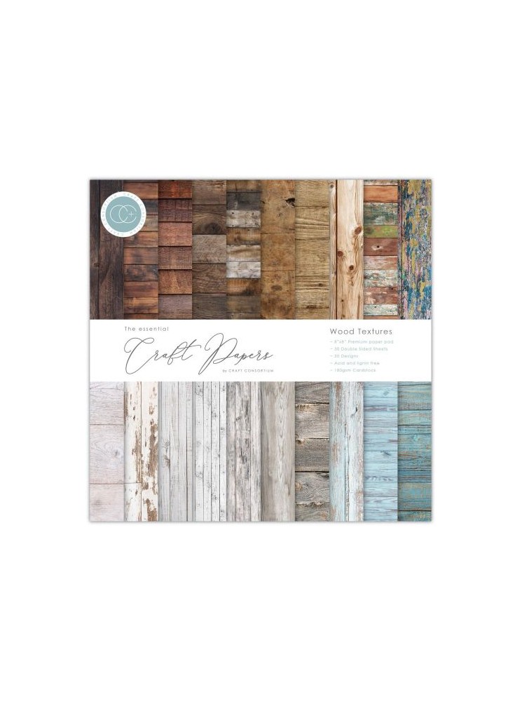Wood Texture  - Collection "the essential" - Kit papiers 8" x 8" - Craft Consortium