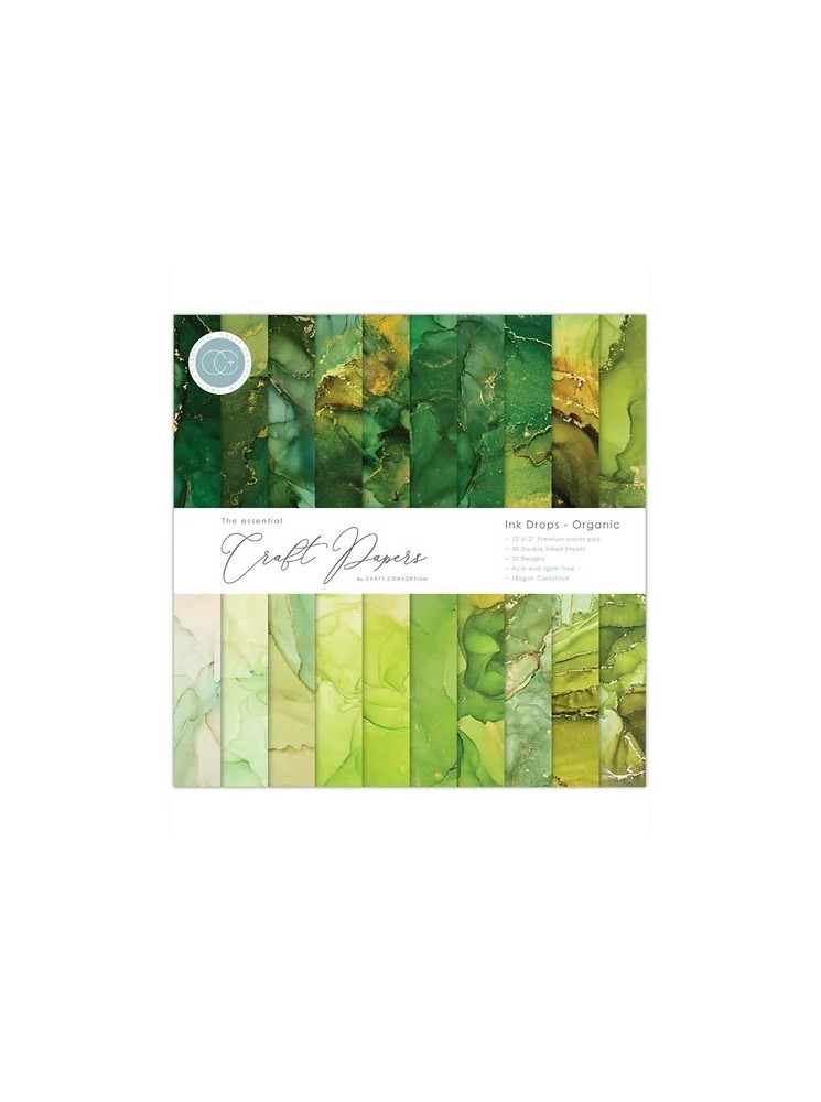 Organic - Collection "the essential - Ink Drops" - Kit papiers 12" x 12" - Craft Consortium