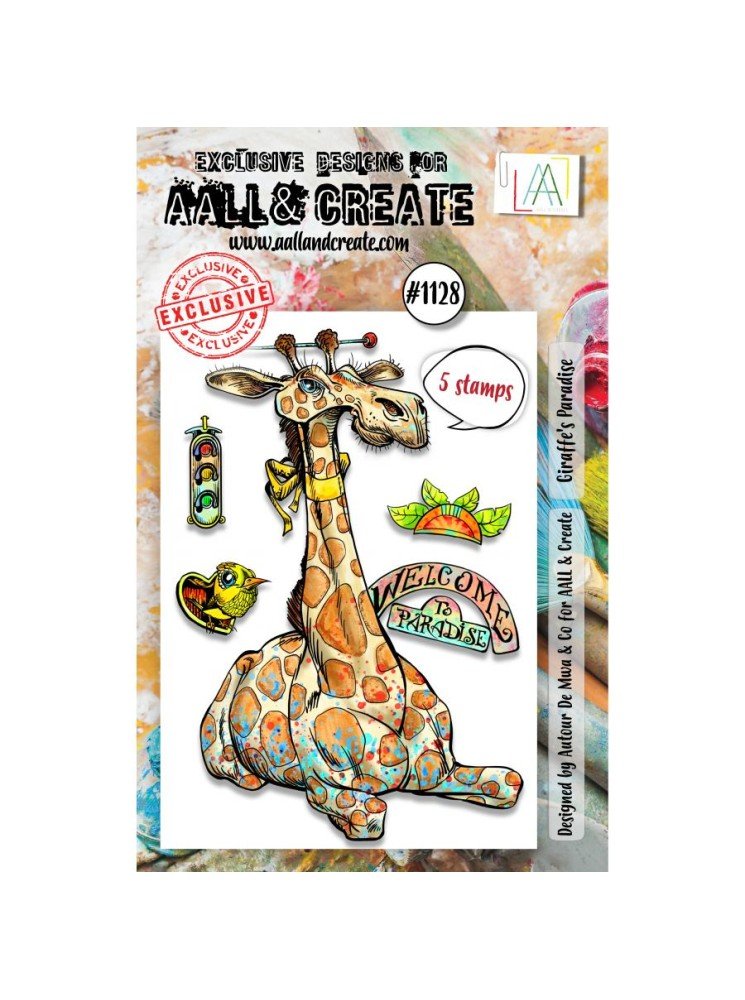 Tampon clear N° 1128 : Giraffe's Paradise - Collection "Paradise Pets" - Aall & create