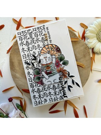 Tampon Clear - Maneki-neko - Collection "Soleil Levant" - Chou & Flowers
