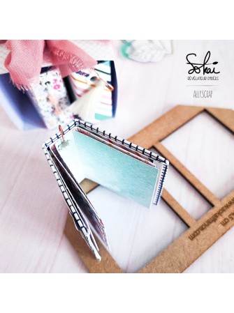 Gabarit en bois pour couverture de mini album - Format 5.5 x 4.5 cm - Sokaï