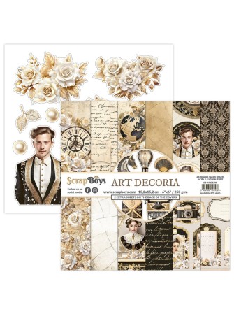 Pack papiers 15 x 15 cm  - Collection "Art Decoria" - Scrap Boys