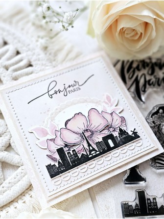 Bonjour Paris - Tampon Clear - Collection "La vie en Rose" - Florilèges