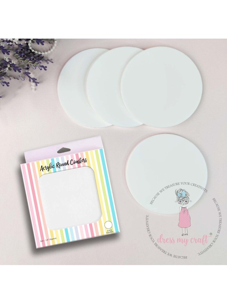 Set 4 plaques acryliques blanches - Rondes - Dress My craft