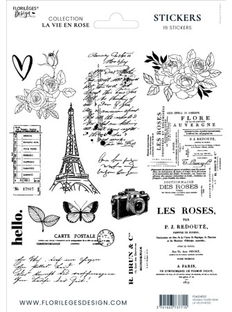 Motifs noirs - Stickers - Collection "La vie en Rose" - Florilèges