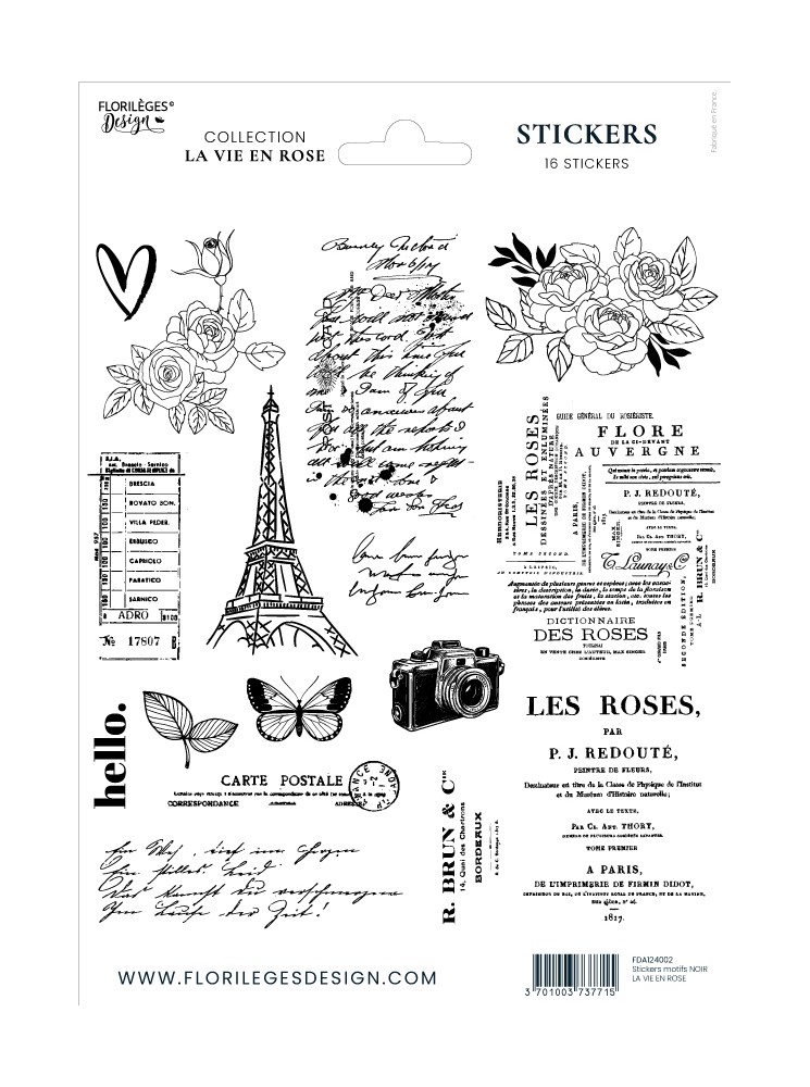 Motifs noirs - Stickers - Collection "La vie en Rose" - Florilèges