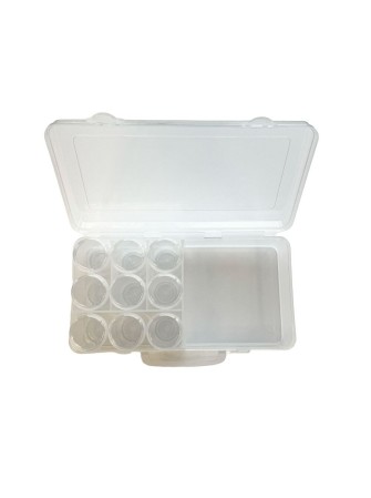 Boîte de rangement avec 9 pots vides à visser - HobbyGros