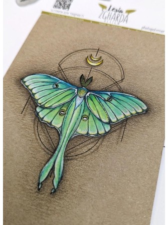 Lunar Moth with Geometric Background - Tampon clear - Lesia Zgharda
