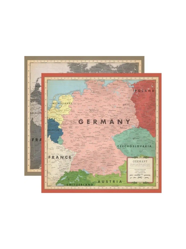Feuille imprimée carte d'Allemagne - collection "Cartography N°2" - Carta Bella