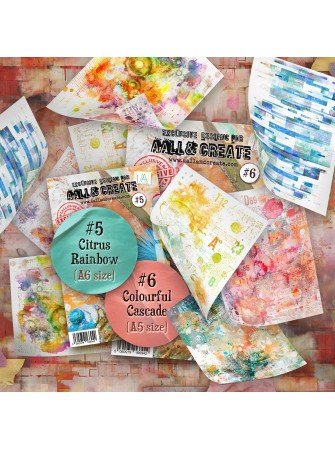 Pack de papiers imprimés A5 - Colourful Cascade  - Aall & Create