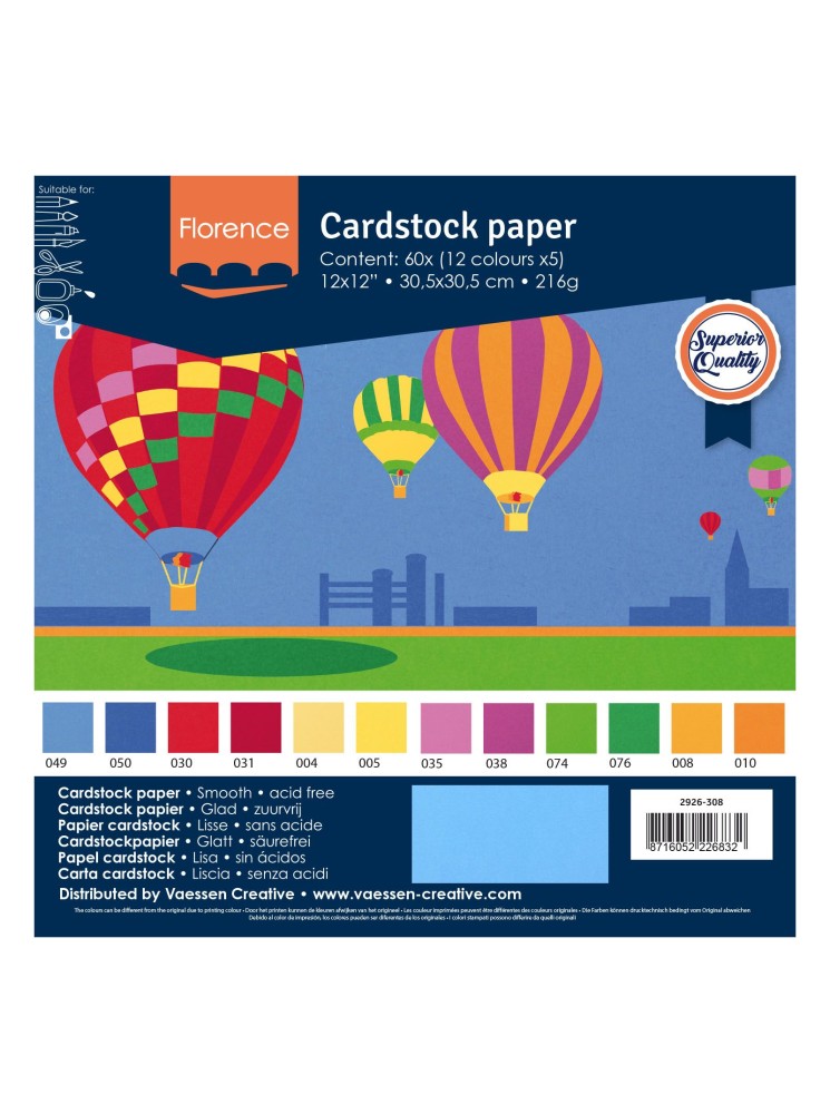 Primary - Pack papiers Florence lisses 30.5 x 30.5 cm - Vaessen Creative