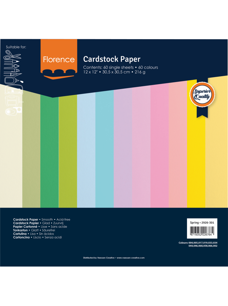 Spring - Pack papiers Florence lisses 30.5 x 30.5 cm - Vaessen Creative