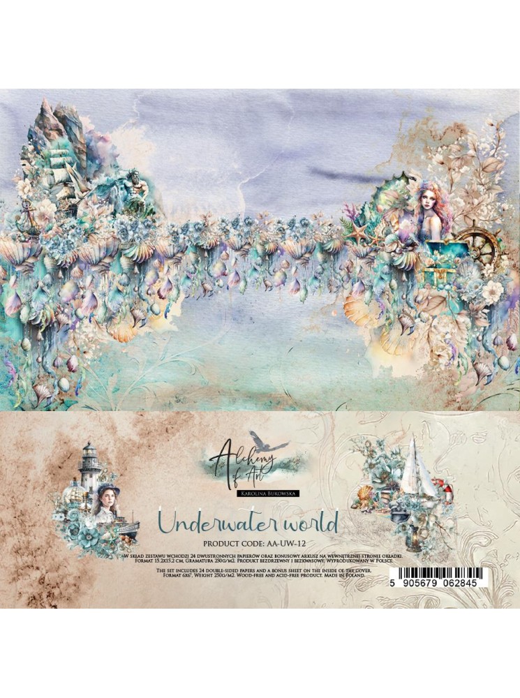 Pack papiers 15 x 15 cm - Collection "Underwater world" -  Alchemy of Art