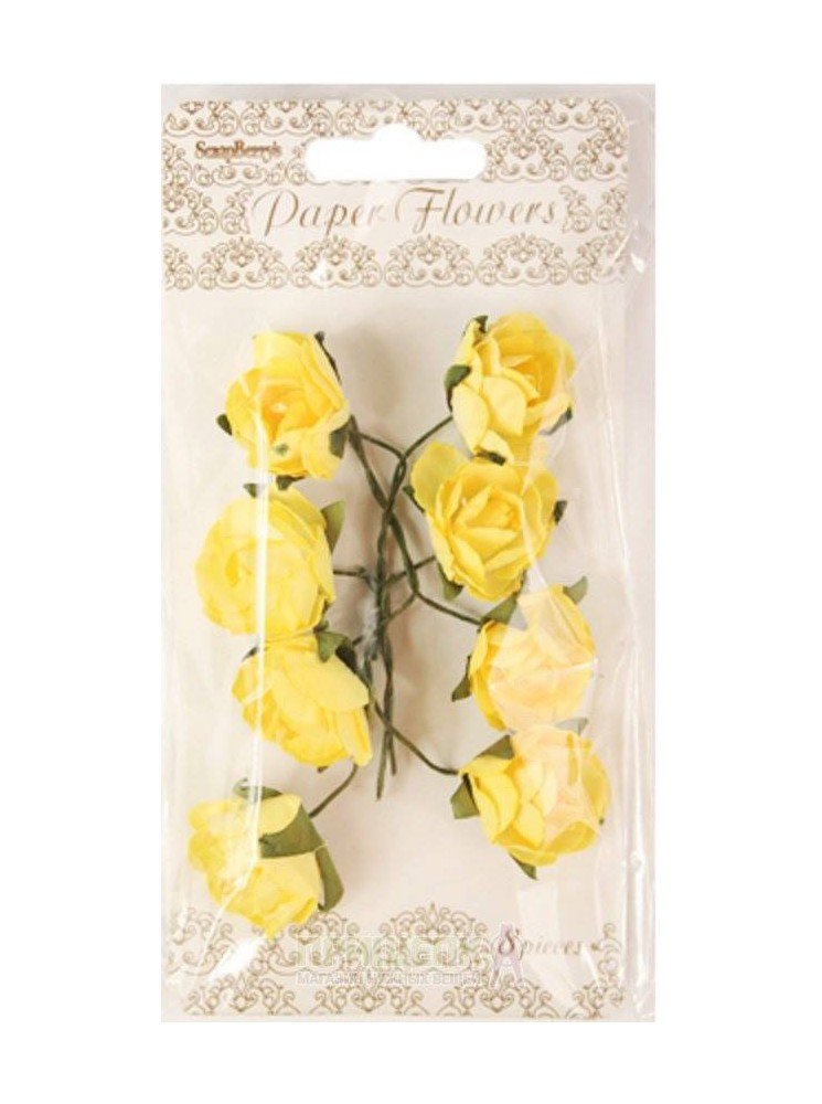 Roses en papier - Jaune - Scrapberry's